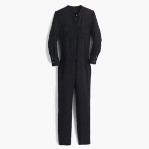 J. Crew Drapey Oxford Crepe Jumpsuit in Black, size 0